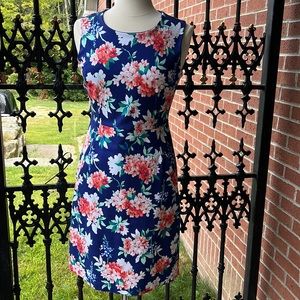 Lands' End Floral Blue and Pink Dress